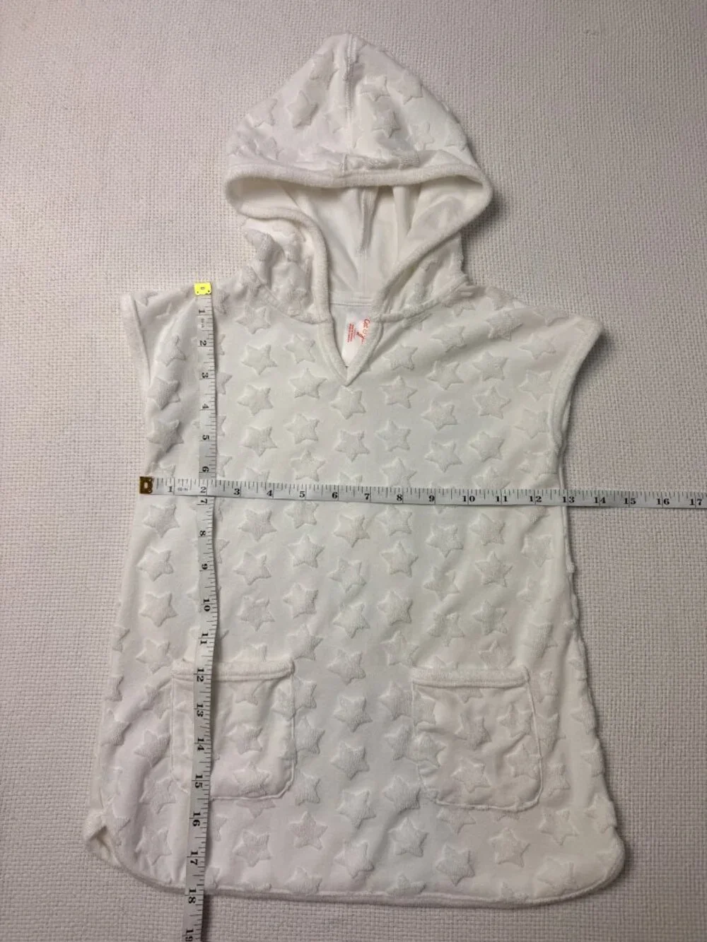 Cat & Jack Girls White Star Terry Hooded Swim Cover Up 4T